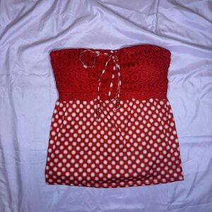 No Boundaries Red and White Smocked Top